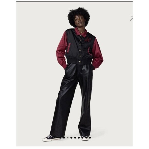 Honor The Gift Stadium Jacket Women’s NEW XS Varsity Nwts Black Maroon 1B - Picture 4 of 15